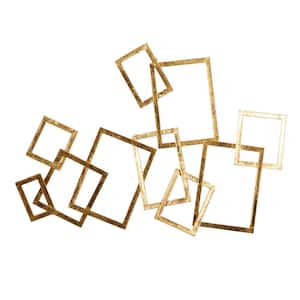30 in. x  22 in. Metal Gold Overlapping Rectangles Geometric Wall Decor