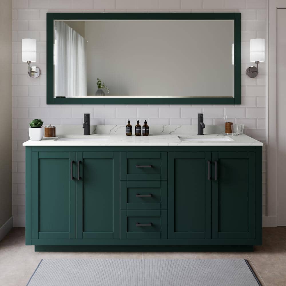 Miranda 72 in. W x 22 in. D x 33.75 in. H Double Bath Vanity in Green with Giotto Quartz Top price history on PriceWatchPro