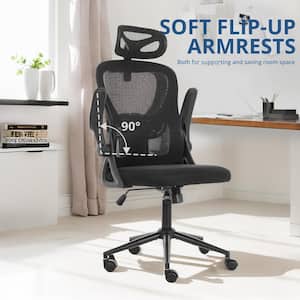 Black Office Chair High Back Ergonomic Mesh Desk Chair with Padding Armrest and Adjustable Headrest
