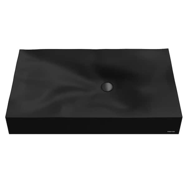 Karran Mirage 32 in. Quartz Rectangular Vessel Sink in Black