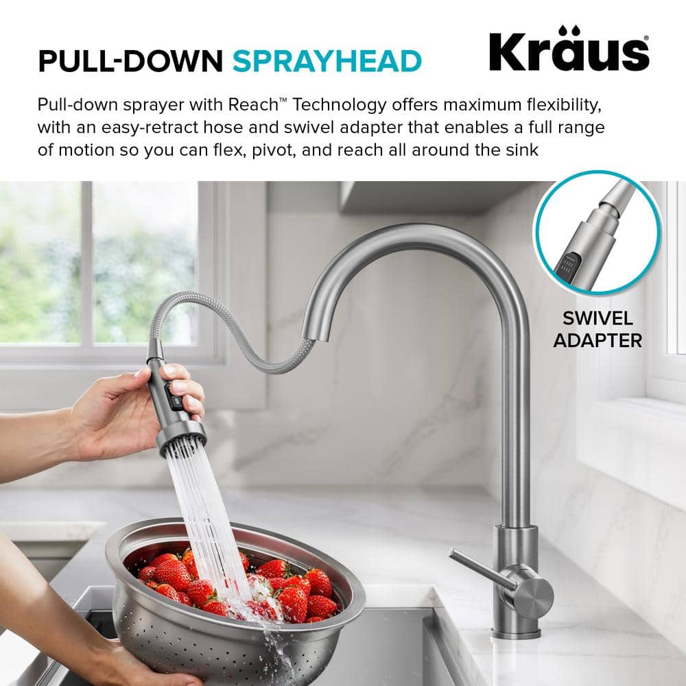 Stainless Steel Single Handle Pull Down Kitchen Faucet with Spray