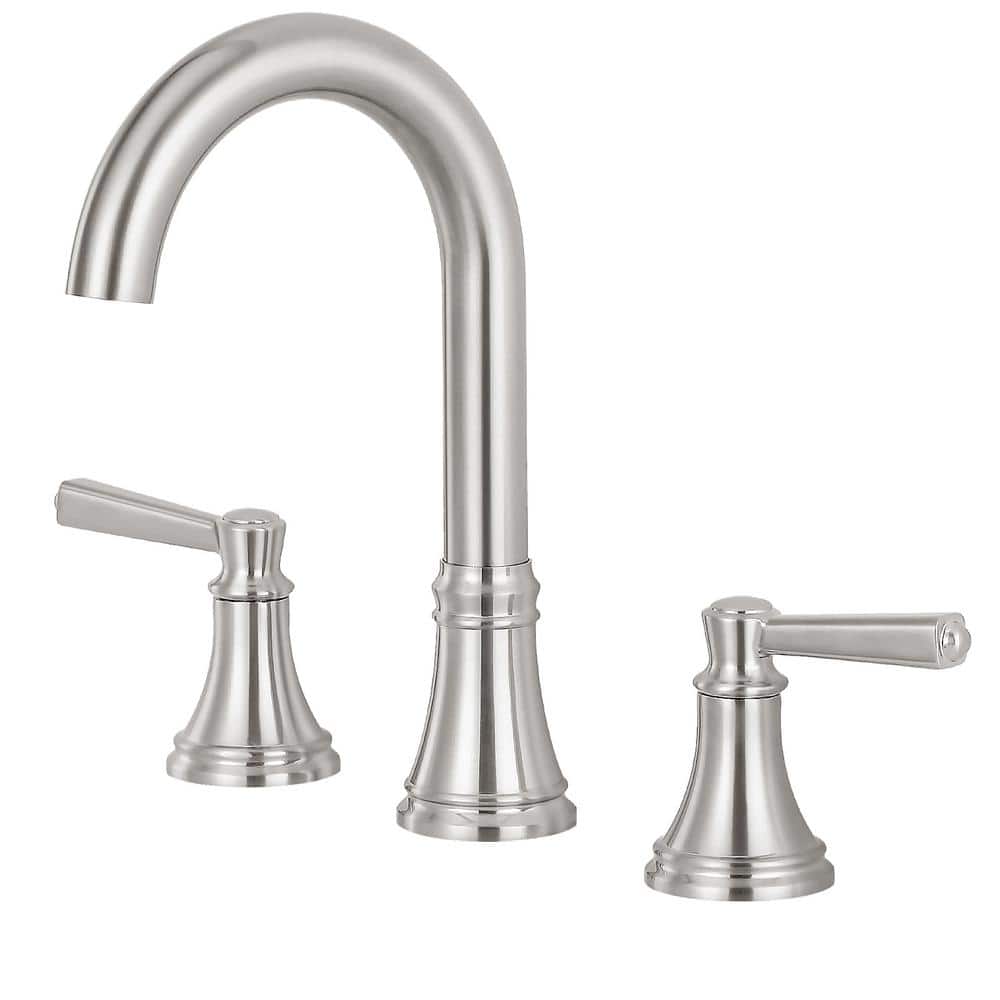 8 in. Widespread Double-Handle High-Arc Bathroom Faucet in Brushed Nickel