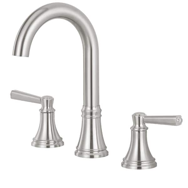 AKLFGN 8 in. Widespread Double-Handle High-Arc Bathroom Faucet in Brushed Nickel