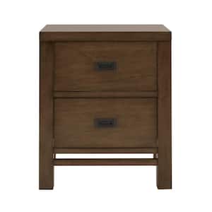Calden Smoke Brown Wood 2-Drawer Nightstand (26 in. H x 22 in. W x 16 in. D)