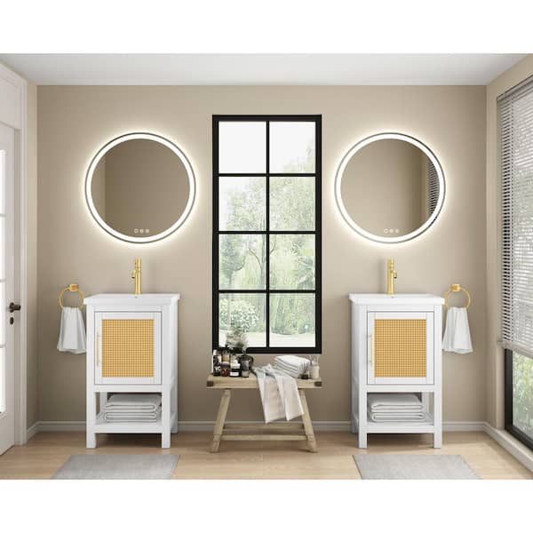 Davinya 20 in. W x 16 in. D x 35 in. H Single Sink Bath Vanity in White Finish with White Ceramic Top