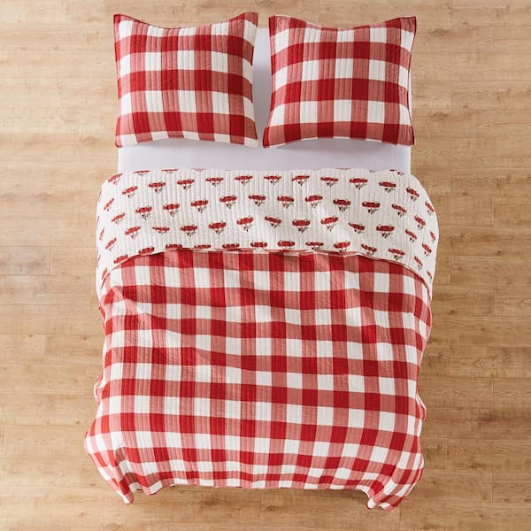 LEVTEX HOME Road Trip 3-Piece Red Plaid/Car Holiday Cotton King