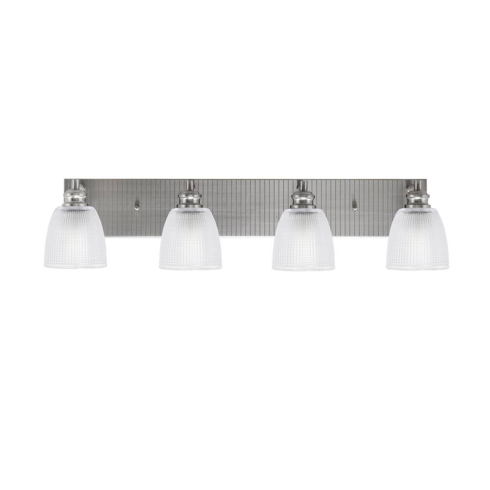 Albany 32.5 in. 4-Light Brushed Nickel Vanity Light with Clear Ribbed Glass