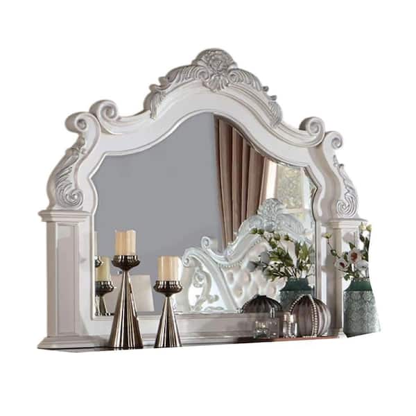 Prio Pearl White 59 in. W x 47.75 in. H Rectangle Wood Framed Mirror