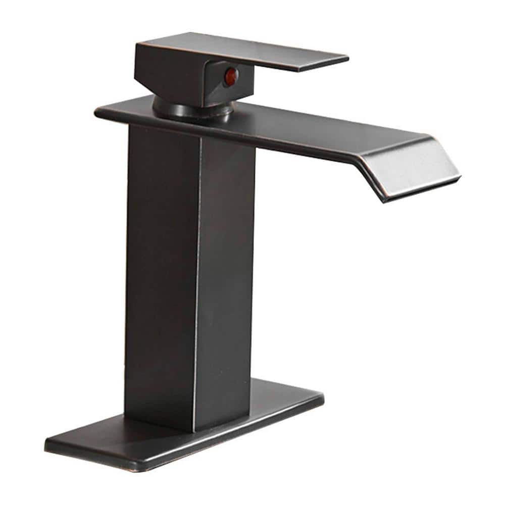 Single Handle Single Hole Bathroom Faucet with Deckplate Waterfall Brass Ba