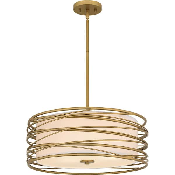Quoizel Spiral 3-Light-Light Gold Pendant Light