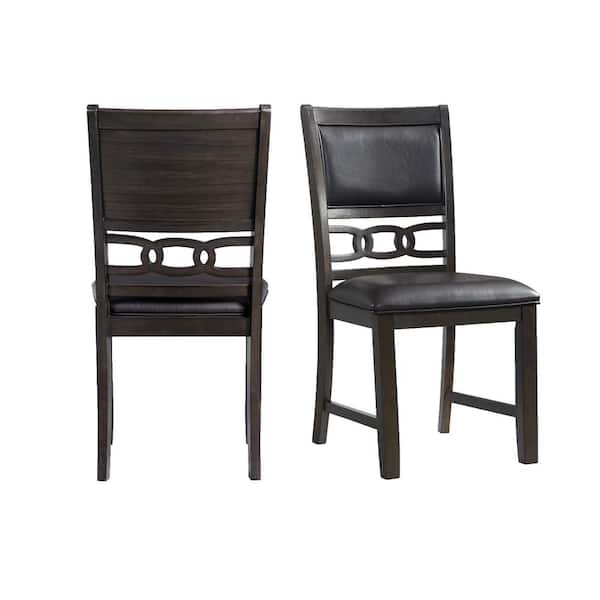 Picket House Furnishings Taylor Standard Height Faux Leather Side Chair Set in Walnut