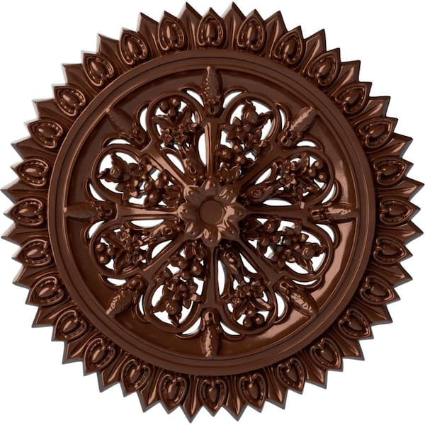Ekena Millwork 3-1/4 in. x 24-3/4 in. x 24-3/4 in. Polyurethane Lariah Ceiling Medallion, Copper Penny
