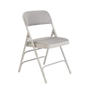 Grey Fabric Padded Seat Stackable Folding Chair (Set of 4)