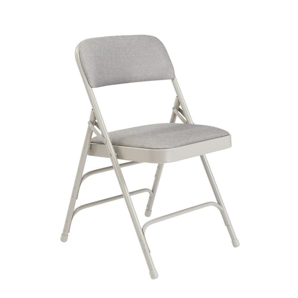 National Public Seating Grey Fabric Padded Seat Stackable Folding Chair (Set of 4)