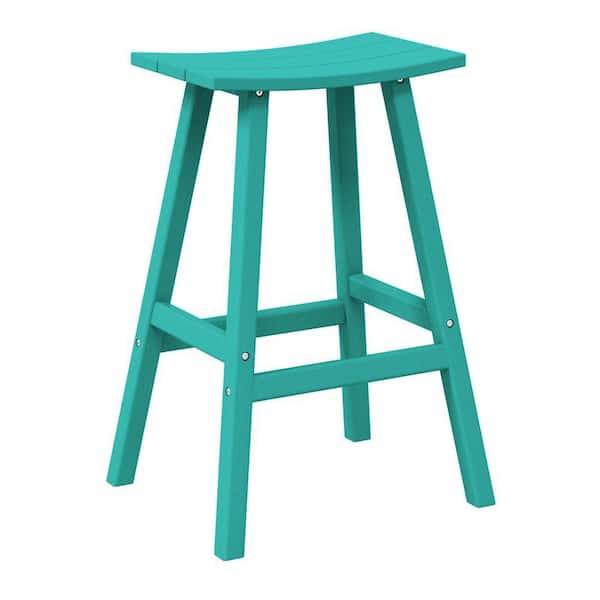Franklin Turquoise 29 in. Poly HDPE Fade Resistant Outdoor Patio Saddle Seat Pub Height Bar Stool