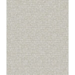 Light Grey Metallic Skin Vinyl Paper Unpasted Wallpaper (21 in. x 33 ft.)