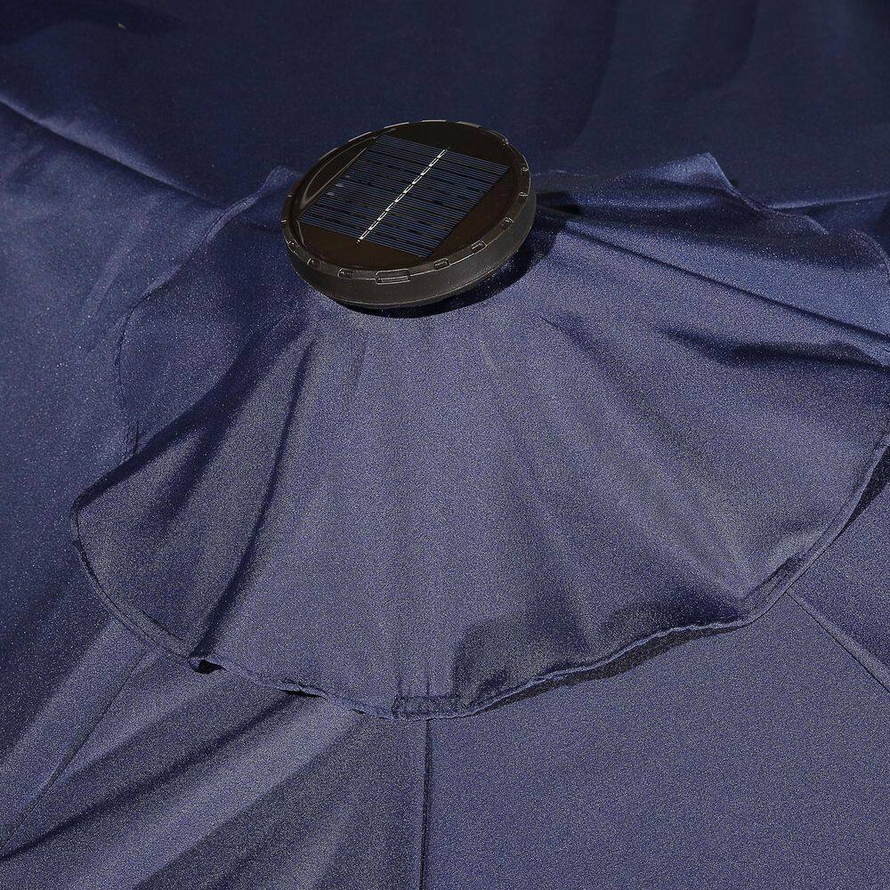 Navy Octagon Aluminum Patio Umbrella with LED Lights