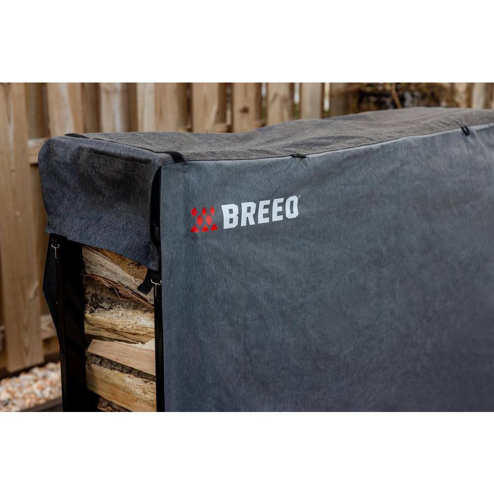 Expandable Black Powder Coated Steel Firewood Rack with Cover