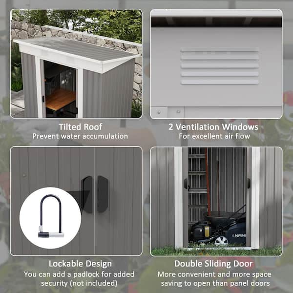 Outsunny 6 ft. W x 4 ft. D Metal Shed with Double Door (24 Sq. Ft