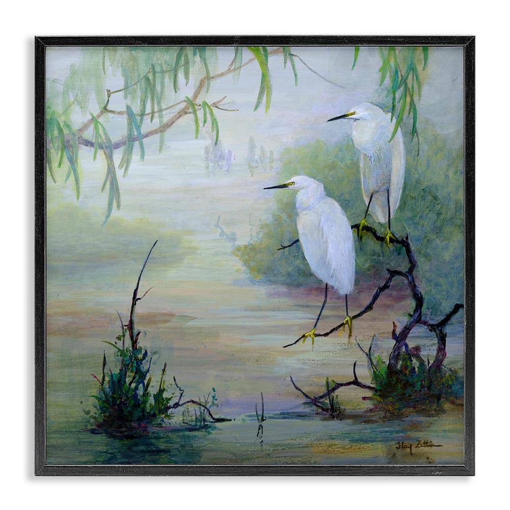 Egrets & Marshland Edge by Floy Zittin Black Framed Animal Giclee Art Print 17 in. x 17 in. price history on PriceWatchPro