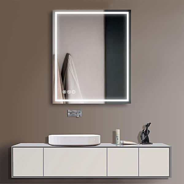 Miroir LEA d'akuaplus®® avec lumière DEL, 30 po x 30 po, noir mat