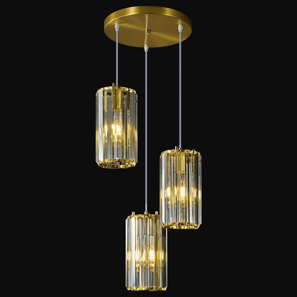 Home Lighting 40W 3-Light Gold Modern Round Pendant Light Mini Crystal Chandeliers Adjustable for Kitchen Island price history on PriceWatchPro