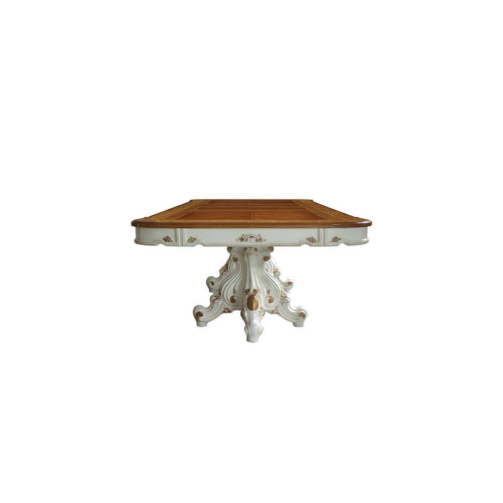 Antique Pearl & Cherry Oak Extendable Rectangular Dining Table