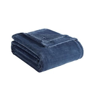 TB Solid Blue 1-Piece Ultra Soft Plush Fleece Twin Blanket