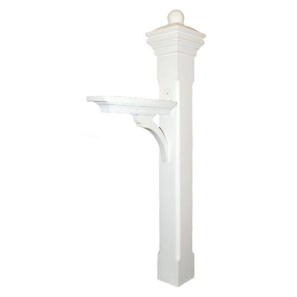Eye Level Brace and White Smooth Orb Cap White Mailbox Post