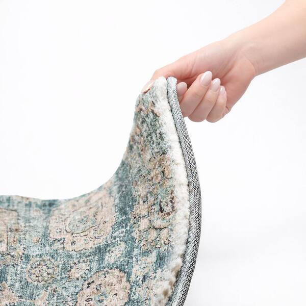 Dream Shag Premium Machine Washable Abstract ADS634 Teal 10 ft. x 14 ft. Area Rug