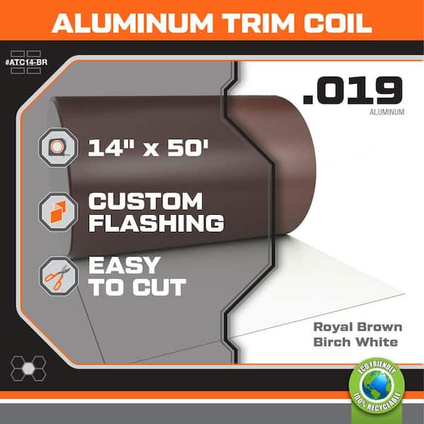 14 in. x 50 ft. Royal Brown Over Birch White Aluminum Trim Coil