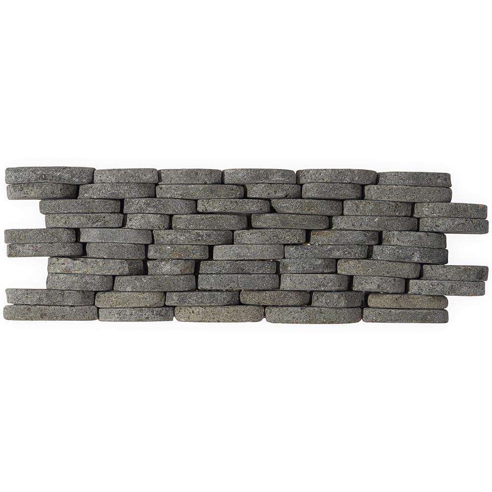 Countryside Black Lava Stacked Sliced 4 in. x 6 in. Mosaic Wall Tile Sample -  Ivy Hill Tile, EXT3RD105026