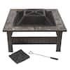 Pure Garden 32 in. Steel Square Tile Fire Pit with Cover M150074 - The ...