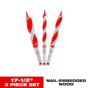 High Carbon Steel Auger Bit Set for Wood and Nail-Embedded Wood (3-Piece)