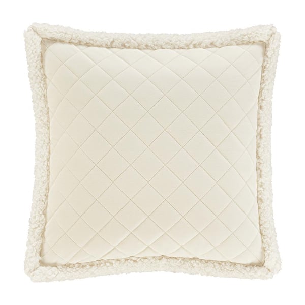 Unbranded Cozy Winter White Polyester 18 in. Square Quilted Decorative Throw Pillow 18 x 18 in.