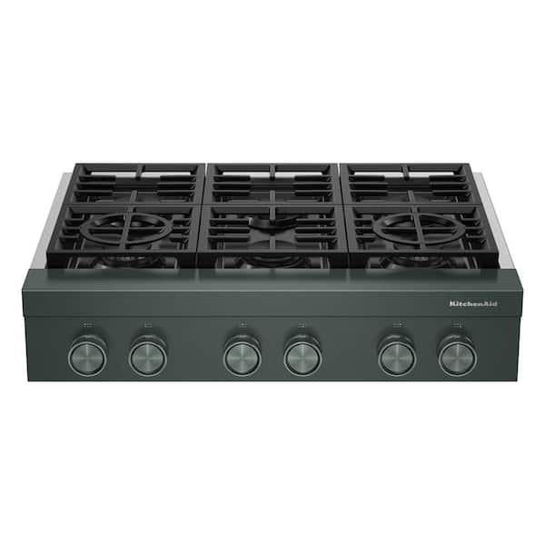 36 in. 6 Burners Commercial-Style Gas Cooktop in Juniper with Three-Level Convertible Grates