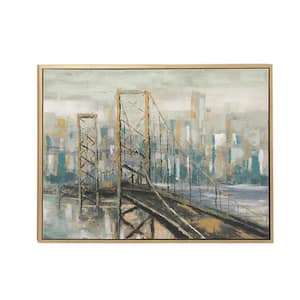 36 in. x 47 in. Light Brown Polystone Traditional City Framed Wall Art