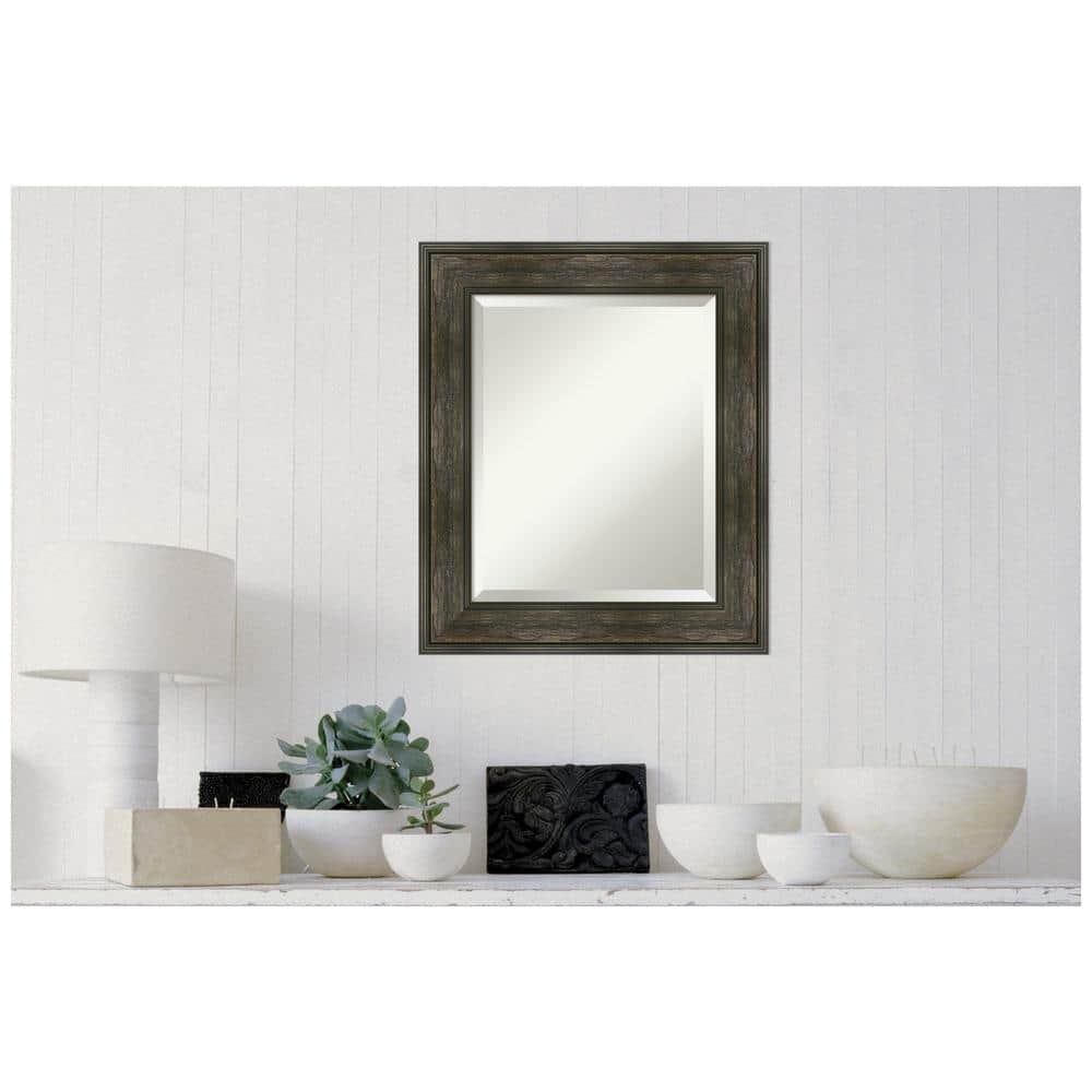 Bronze and Silver Beveled Rectangular Wall Mirror
