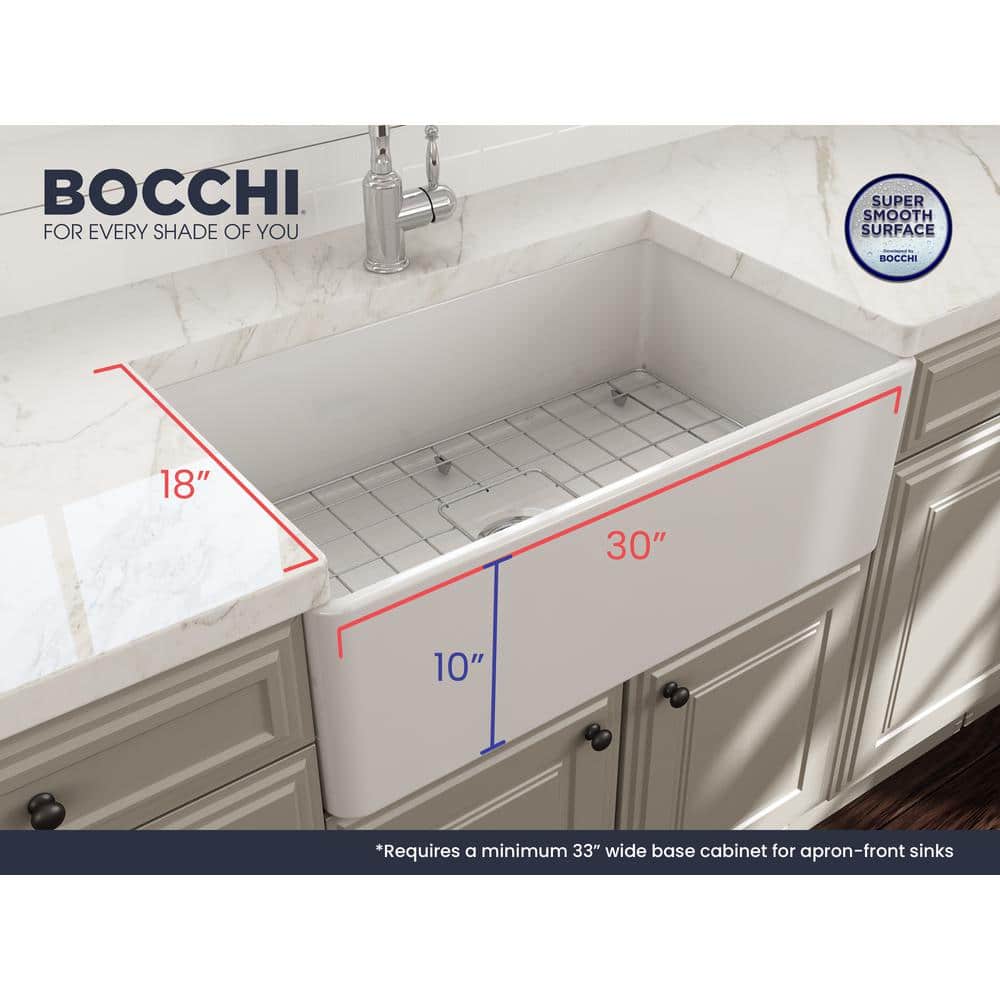 30'' White Fireclay Farmhouse Apron Kitchen Sink