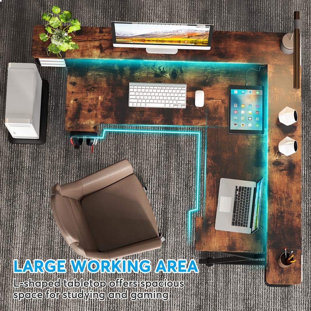Black Double Workstation Desk with Shelves for Two