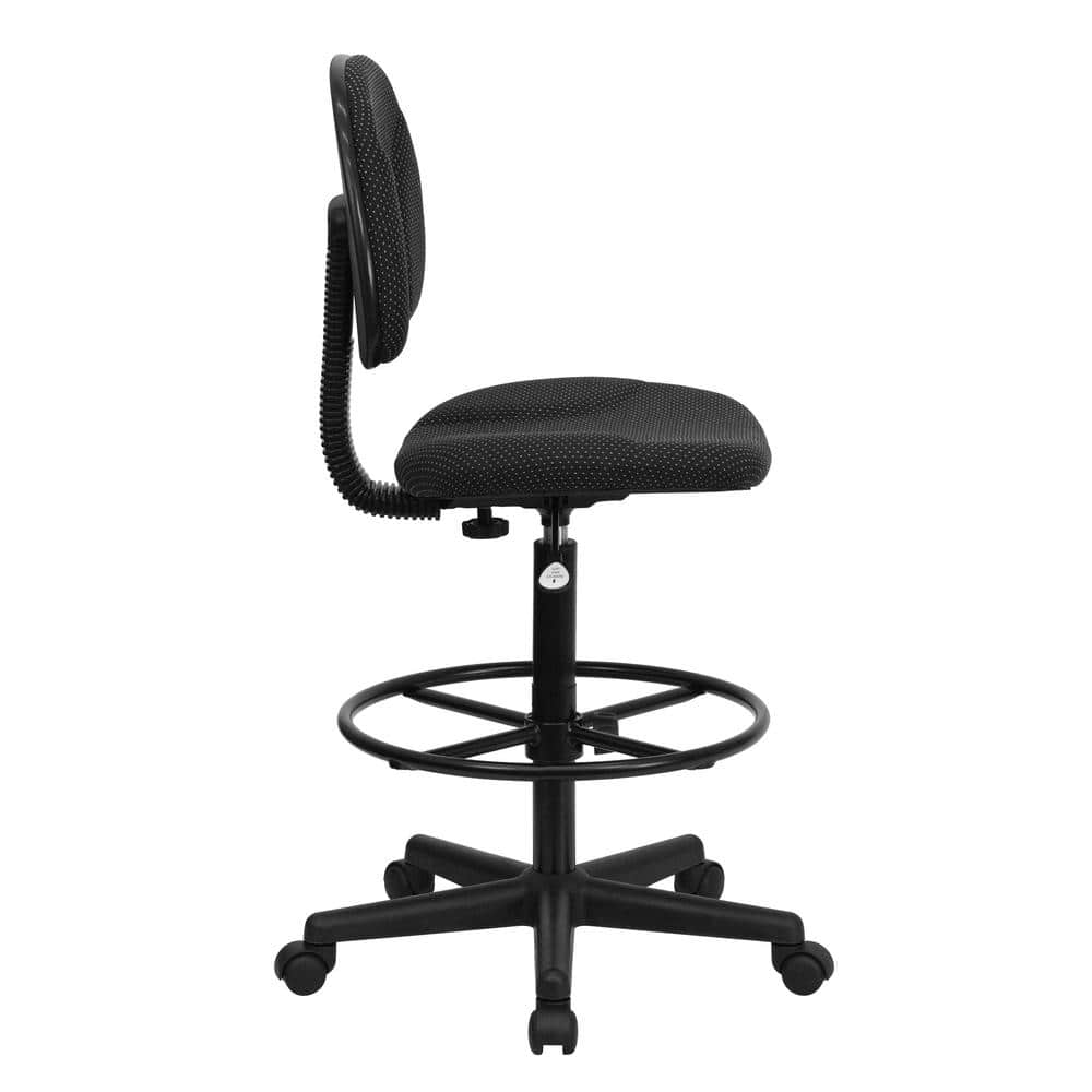 Black Adjustable Swivel Drafting Chair with Foot Ring
