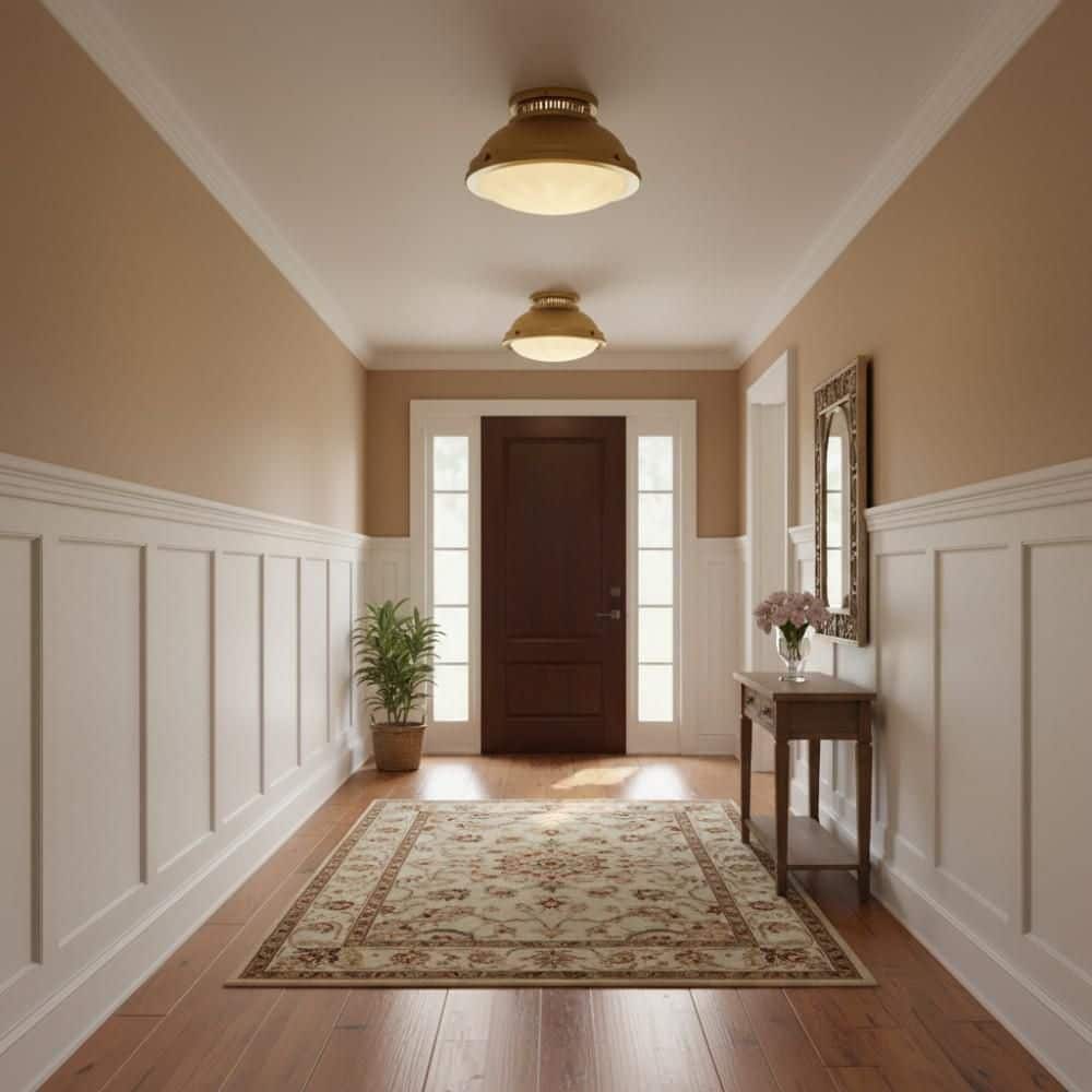 14 in. Brass LED Flush Mount Ceiling Light, 2 Light E26 Bulb Compatible for Hallway Bathroom Bedroom Living Room price history on PriceWatchPro