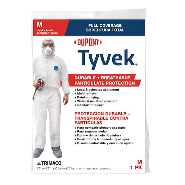 DuPont Tyvek Medium White Painters Coveralls with Hood and Boots