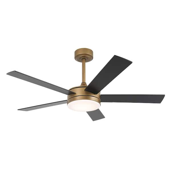 48 in. Gold Downrod Mount Standard Ceiling Fan with LED Light, DC Motor and Remote Control
