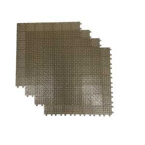 Tan Regenerated 22 in. x 22 in. Polypropylene Interlocking Floor Mat System (Set of 4 Tiles)