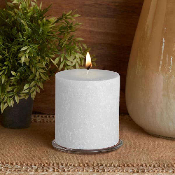 ROOT CANDLES 4 in. x 4 in. Timberline White Unscented Pillar