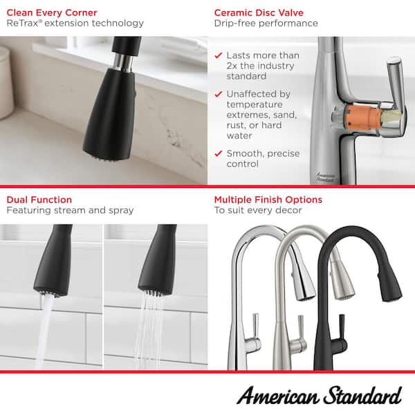 American Standard Fairbury 2S Sprayer Kitchen Faucet Stainless 7418300.075 outlet