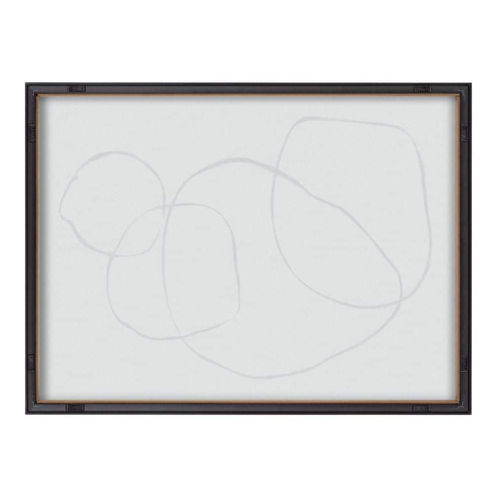 24" x 18" Abstract Black and White Glass Print with Wood Frame
