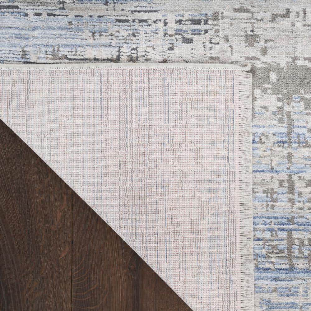 Blue and Gray Abstract 8' x 10' Stain-Resistant Synthetic Rug