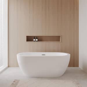 Soho 5 ft. Center Drain Soaking Tub in White